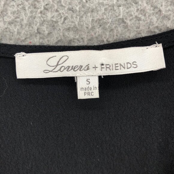Lovers + Friends Top Womens Small Black Bodysuit Long Balloon Sleeves Snap Front - Picture 5 of 10